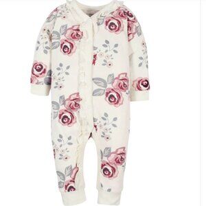 Gerber Modern Moments Organic Rose w/Ruffles Baby Girl Outfit Size 0-3 Months